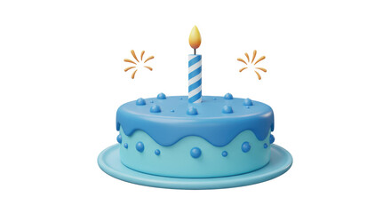 Isolated Birthday Cake with Candle