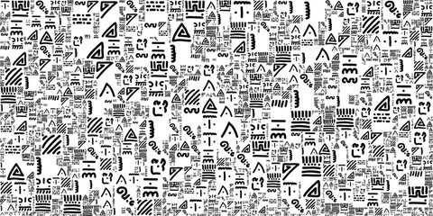 Obraz premium White Black Ancient Script Pattern Background