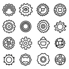 Collection of Various Gear Icons for Industrial and Technical Use