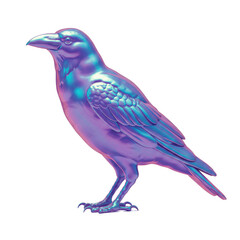 Isolated Iridescent Raven, Bird Illustration