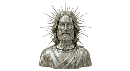 Isolated Metallic Jesus Christ Statue, Religious Symbol