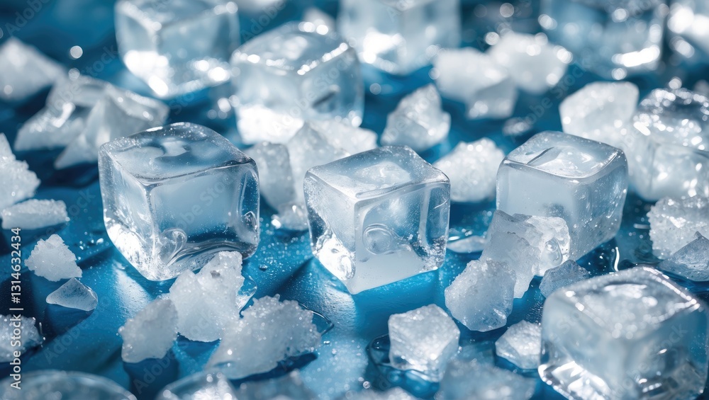 Poster close-up view of ice cubes.