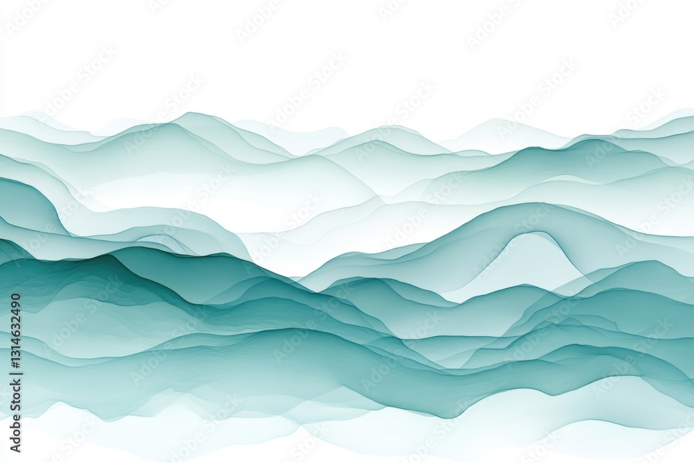 Poster serene abstract teal waves background with flowing lines and soft gradients for peaceful wallpaper d