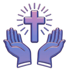 Isolated Hands Holding Cross, Religious Symbol of Faith