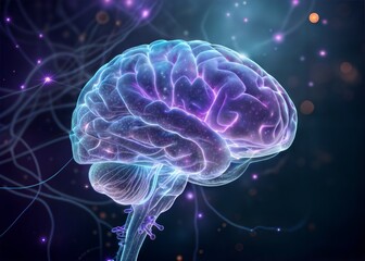 A Luminous Human Brain, Pulsing With Vibrant Energy, Symbolizing The Boundless Potential Of The Mind Rendered In Stunning 3d Detail With A Dark, Ethereal Background
