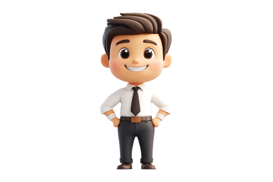 3d cute Young smiling Happy winning businessman Isolated on White and Transparent Background PNG Image.