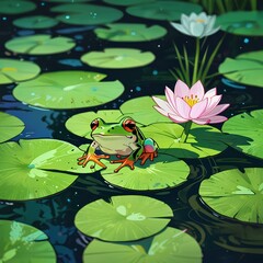 frog in the pond
