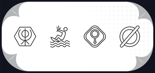 outline icons set - signs concept. khanda, kitesurf, male gender, empty.