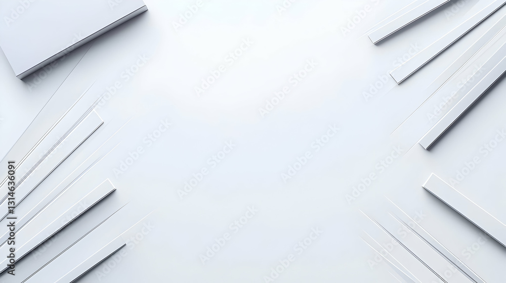 Poster abstract minimalist white background with geometric shapes and blocks 3d render