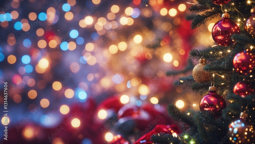 Poster bokeh abstract background for christmas featuring shimmering lights.