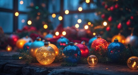 Christmas decor featuring colorful bulbs