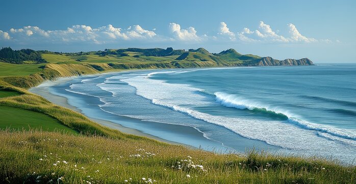 Waves rolling on the island coast