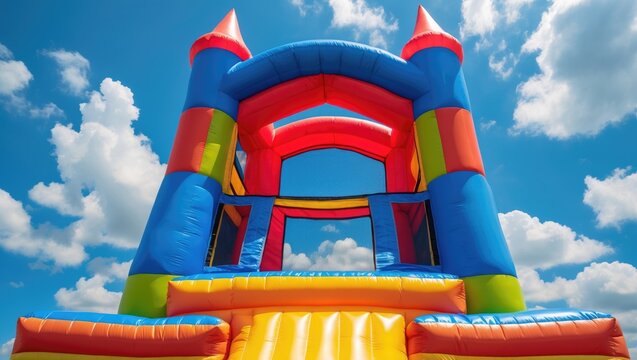 Children's inflatable bounce house castle top section.