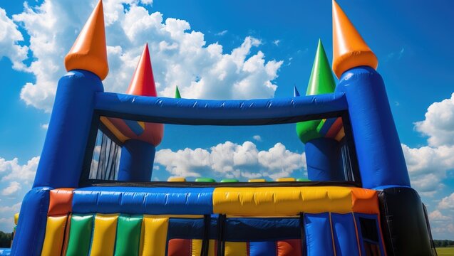 Top half of children's inflatable jumpy house castle.
