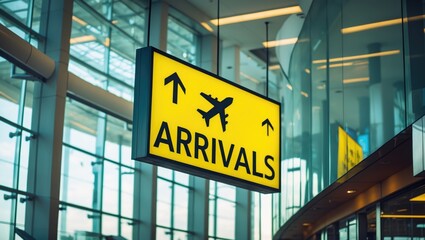 Fototapeta premium Check-in, Airport Arrival & Departure information sign