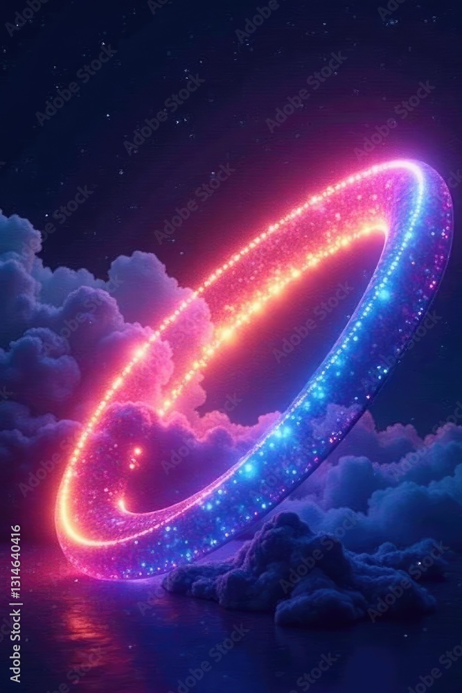 Wall mural soft luminescent curve surrounds an infinite boundary, curve, luminous, endless