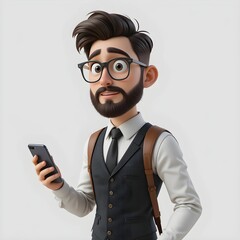 Stylized Man Holding Phone