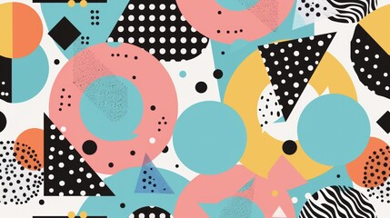 Unique Seamless Geometric Pattern Embodying Hipster Memphis Aesthetic