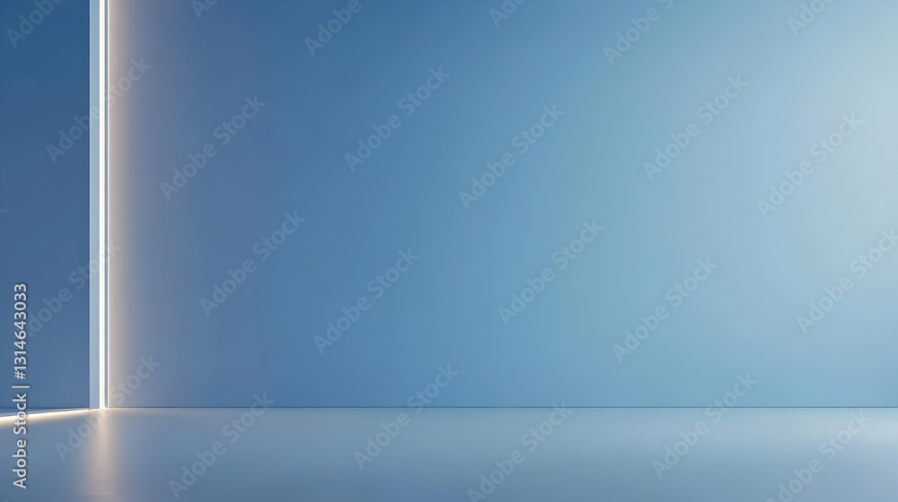 Poster modern minimalist empty room with illuminated blue walls and floor with soft gradient lighting