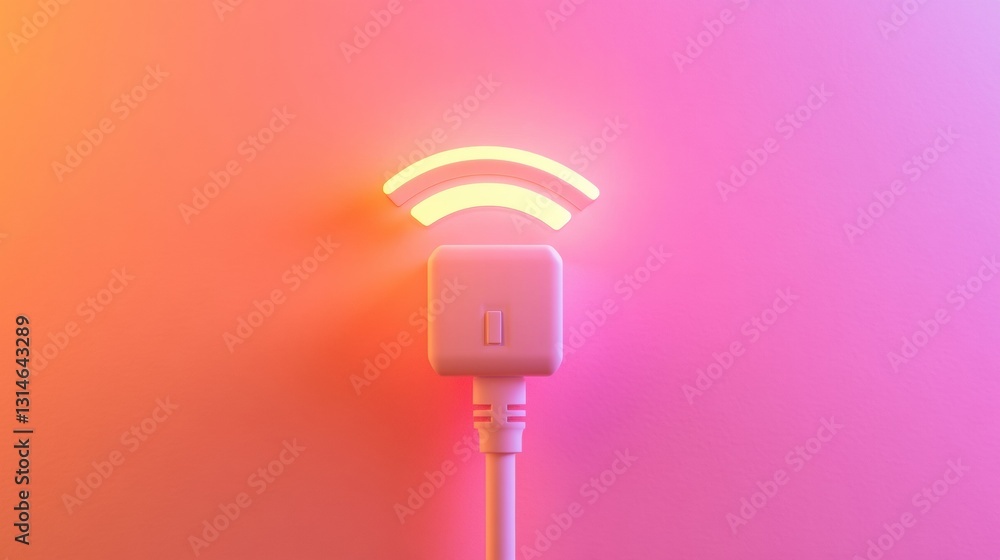 Aufkleber Network cable with internet symbol on a soft gradient background showcasing digital connectivity and technology design elements