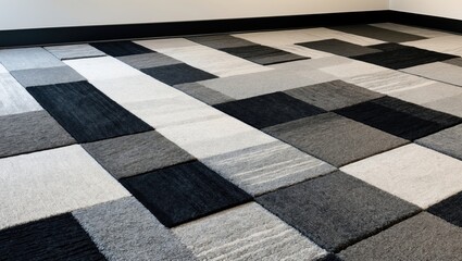 Carpet laid out in the office building.