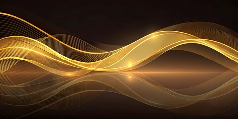 Fototapeta premium Elegant Golden Waves on Dark Background for Abstract Art Design