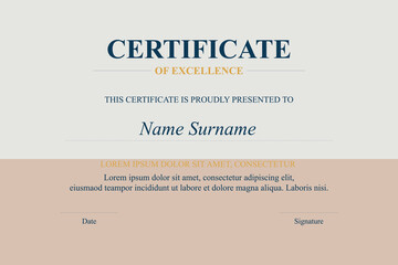 Fototapeta premium Achievement Certificate Design, Beige Background