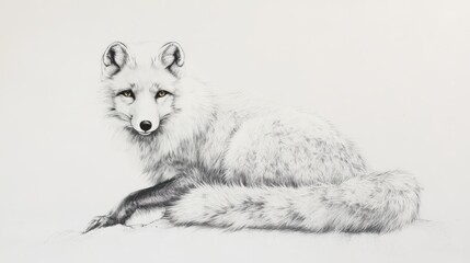 Majestic Arctic Fox A Penciled Masterpiece