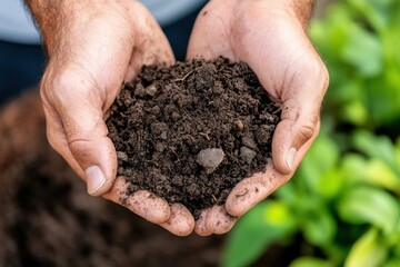 This beautiful photograph features two hands cradling dark soil, illustrating the importance of earth in nurturing life and the vital connection between humans and the natural world around us.