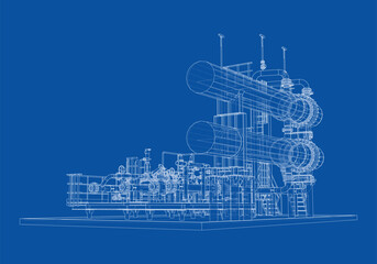 Petroleum heater exchanger. Vector rendering of 3d