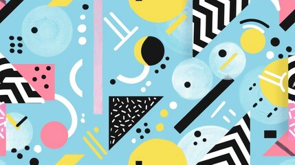 Naklejka premium Unique Seamless Geometric Pattern Embodying Hipster Memphis Aesthetic