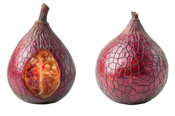 Ripe bael fruit with hard shell isolated on transparent background