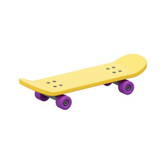 Variety of 3D Yellow Skateboard Illustrations Isolated
