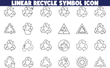 Linear Recycle Symbol Icons Variations and Design Elements