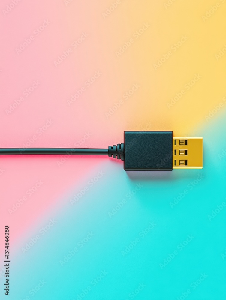 Aufkleber Network cable connected with internet icon against a soft gradient background for digital communications and technology services
