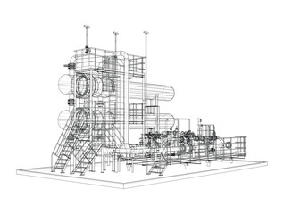 Petroleum heater exchanger. Vector rendering of 3d