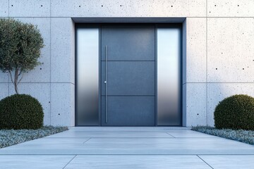 New 2025 trend color door in a minimalist styled contemporary entrance.