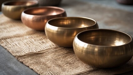 Bronze bowls, musical instruments for relaxation, meditation, and spiritual healing.