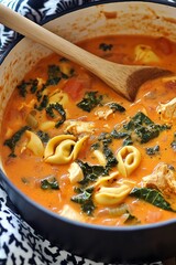Creamy Tomato Tortellini Soup with Kale and Chicken