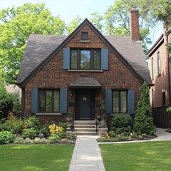 Charming Brick House with Landscaped Garden, A Quaint Residence with a Welcoming Facade and Lush...