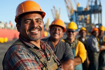 Smiling Construction Workers in Safety Gear