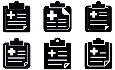 Six medical records in a clipboard, ready for use.