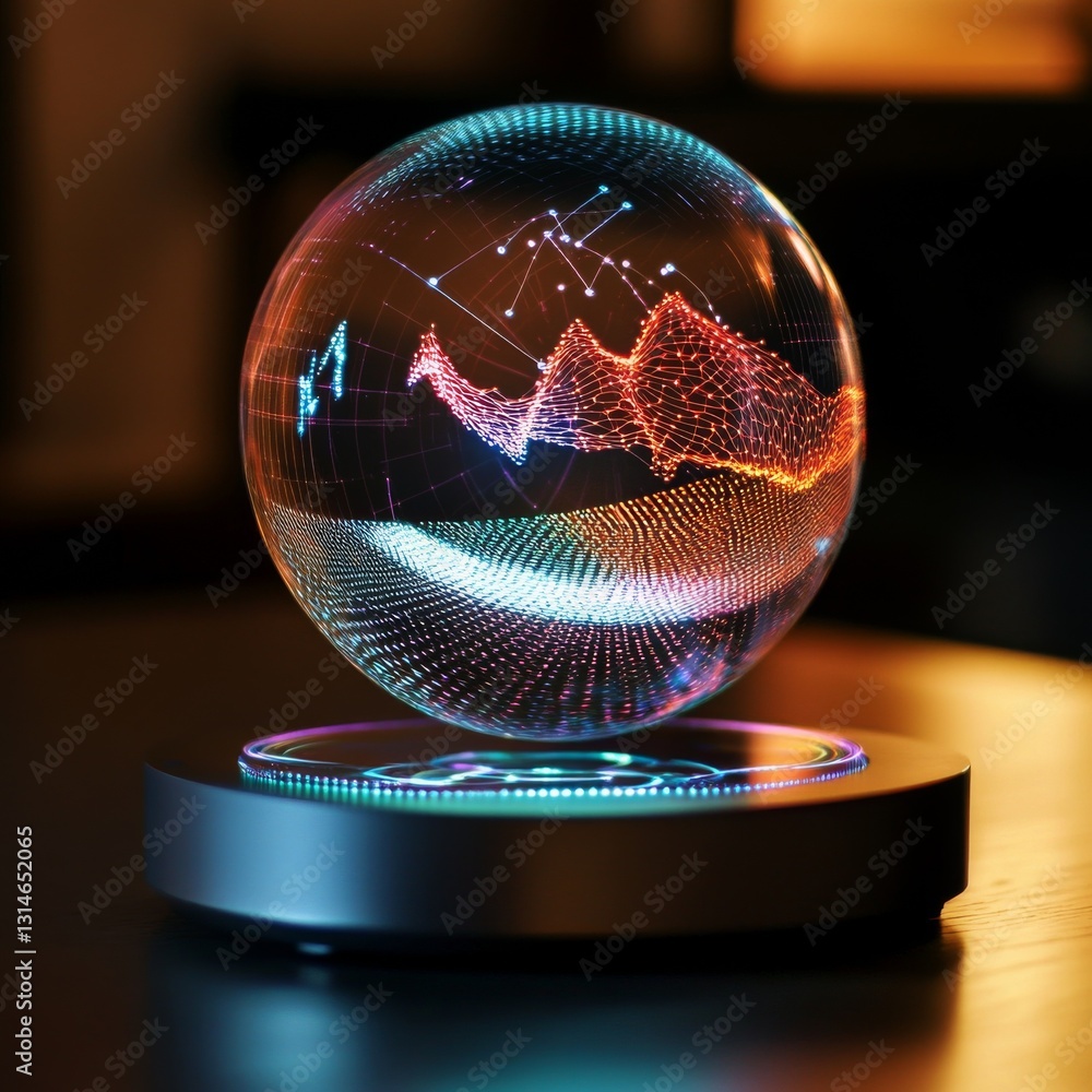Poster Digital Data Globe: Visualizing Networks and Trends in a Futuristic Display