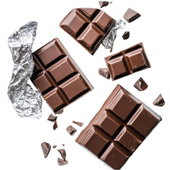 Fototapeta premium Milk Chocolate Bar: Delicious & Creamy isolated on transparent background