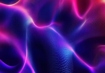 Abstract vibrant waves of purple and blue light with glowing dots and smooth texture creating a mesmerizing background for digital art and design projects