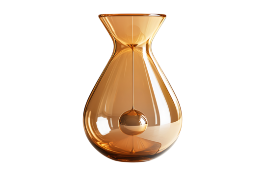 A minimal hourglass gold Isolated on White and Transparent Background PNG Image.