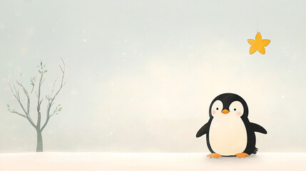 Naklejka premium natural light P Cute baby penguin with a fluf