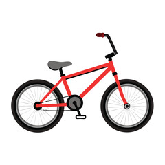 Fototapeta premium A red bicycle with black tires and gray seat a detailed illustration of a kids bike