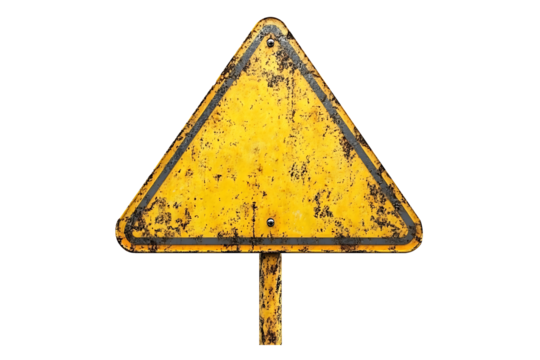A photorealistic yellow road sign Isolated on White and Transparent Background PNG Image.