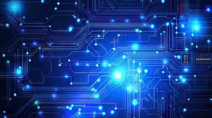 Glowing Circuit Board, Technology Background, Abstract Data Flow, Digital Innovation